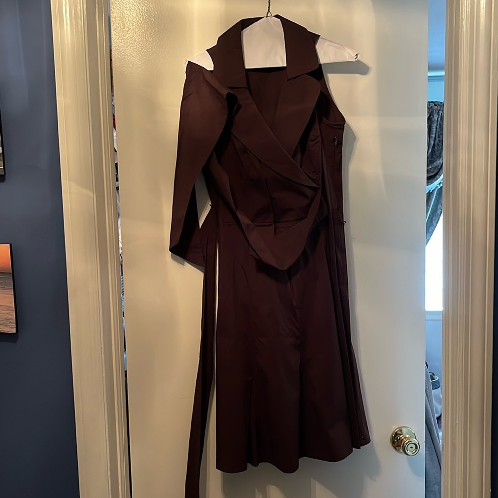Brown sleeveless cotton spandex dress